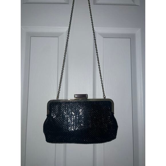 Jessica McClintock Vintage Black Sequin Evening Bag Cocktail Clutch Shoulder Bag - Picture 4 of 8